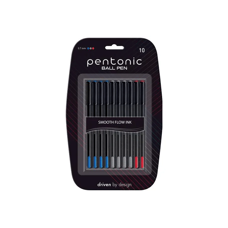 Pentonic Ballpen Smart And Elegant Pentonic, Super Long Lasting Ink, Nickel Silver Tip, Smooth And Smart Grip For Supreme Comfort Blue, Black And Red 10Pcs 2 Pentonic Ballpen Smart And Elegant Pentonic, Super Long Lasting Ink, Nickel Silver Tip, Smooth And Smart Grip For Supreme Comfort Blue, Black And Red 10Pcs