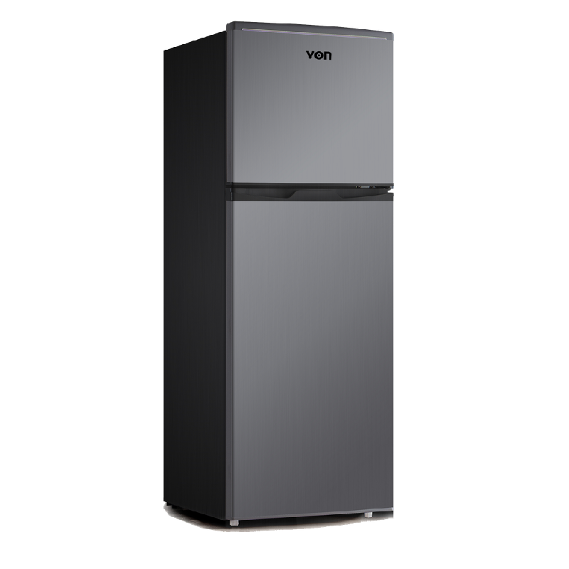 Von Refrigerator 138L Double Door, Top Freezer With Mechanical Temperature Control, Inox Vrt-138Drhx 1 Von Refrigerator 138L Double Door, Top Freezer With Mechanical Temperature Control, Inox Vrt-138Drhx