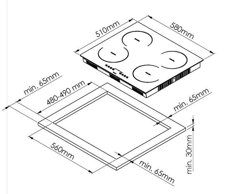 Evoq Vitro Ceramic Hob 60 Cm Built-In Electric Cooktop Ms‑263 6 Evoq Vitro Ceramic Hob 60 Cm Built-In Electric Cooktop Ms‑263