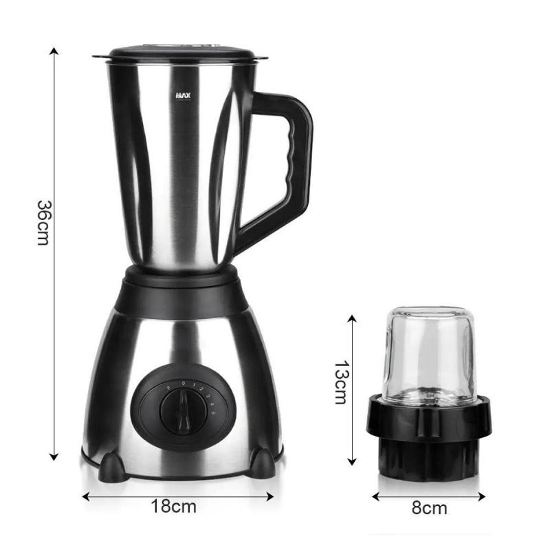 Raf Blender 1.5L Steel Jar 1000W With Mill, Strong Motor, 6 Blades, Overheat Protection R.300 6 Raf Blender 1.5L Steel Jar 1000W With Mill, Strong Motor, 6 Blades, Overheat Protection R.300