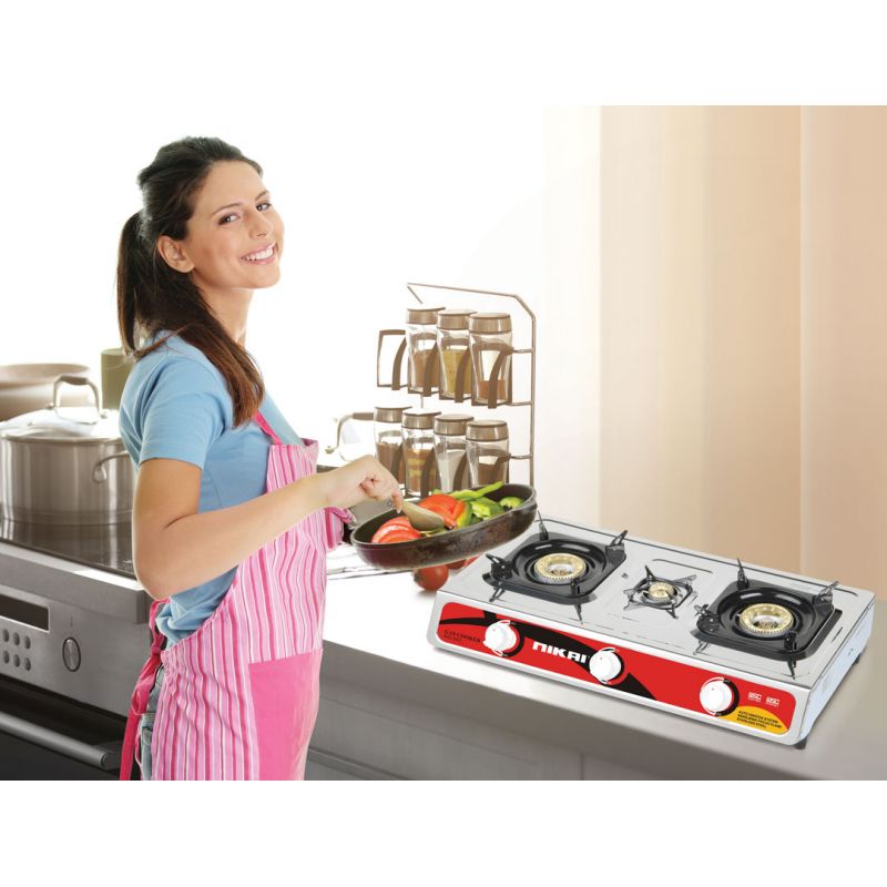 Nikai Gas Cooker 3 Burner Steel Ng845 Stainless Steel Auto Ignition System Blue Flame 2 Nikai Gas Cooker 3 Burner Steel Ng845 Stainless Steel Auto Ignition System Blue Flame