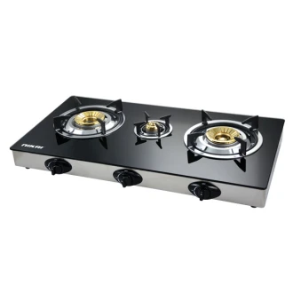 Nikai Gas Cooker 3 Burner Glass 7mm Tempered NG5093G Tempered Glass Auto Ignition System Blue Flame