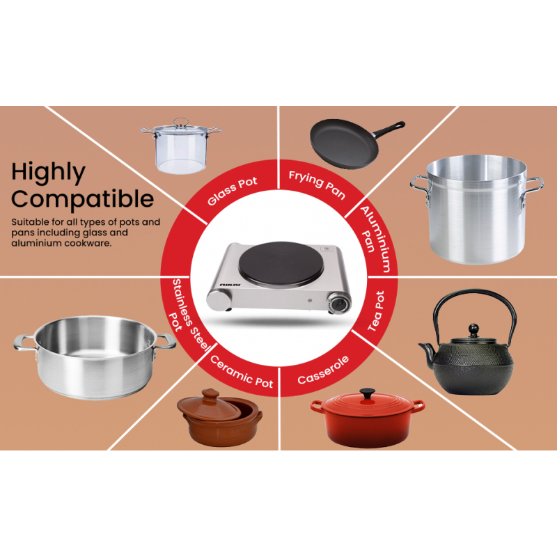 Nikai Hot Plate 188Mm Single Steel Body 1500W Nktoe4N2 Overheat Protection System Power Indicator Light Adjustable Thermostat Control 8 Nikai Hot Plate 188Mm Single Steel Body 1500W Nktoe4N2 Overheat Protection System Power Indicator Light Adjustable Thermostat Control