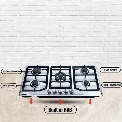 Nikai Gas Cooker 5 Burner Steel Built In Hob 800X500X120 Ngh5005N Stainless Steel Auto Ignition System With Cast Iron Pan Support Straight Flame 1 Nikai Gas Cooker 5 Burner Steel Built In Hob 800X500X120 Ngh5005N Stainless Steel Auto Ignition System With Cast Iron Pan Support Straight Flame