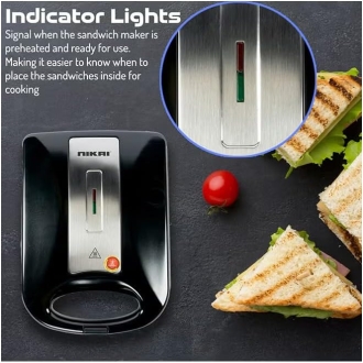 Nikai Sandwich Toaster 4 Slice 3 in 1 Waffle Grill and Sanwich 1200w NGT928A1 Non Stick Coating Plates With Light Indicator And Lock