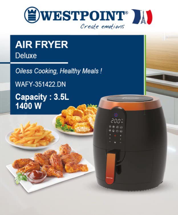 Westpoint Air Fryer With Digital Display 3.5L 1400W Wafy-351422.Dn 9 Westpoint Air Fryer With Digital Display 3.5L 1400W Wafy-351422.Dn