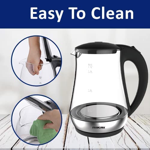 Nikai Jug Kettle 1.7L Glass With Cord Storage 2200W Nk323G Automatic Shut Off Heat Plate With Led Indicator Light Detachable Filter Spout Cover 2 Nikai Jug Kettle 1.7L Glass With Cord Storage 2200W Nk323G Automatic Shut Off Heat Plate With Led Indicator Light Detachable Filter Spout Cover