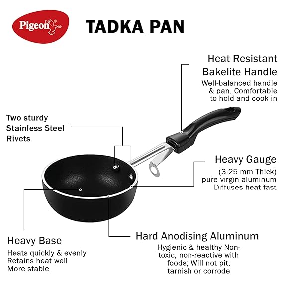 Pigeon Non-Stick Tadka Pan 0.8L – Durable Aluminium Pan For Tempering &Amp; Everyday Cooking Sap 177 3 Pigeon Non-Stick Tadka Pan 0.8L – Durable Aluminium Pan For Tempering &Amp; Everyday Cooking Sap 177