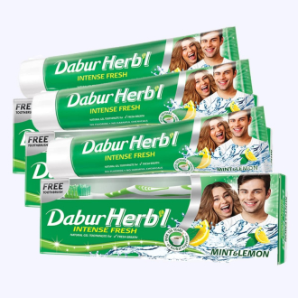 Dabur Herbal Toothpaste 150g No Brush Green Gel - Set of 3 Pcs