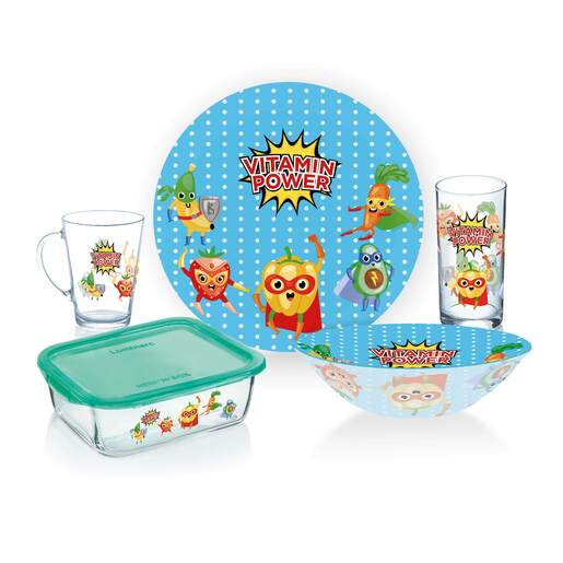 Luminarc Kids Glass Dinner Set Vitamin Power Junior 5Pcs P7869 1 Luminarc Kids Glass Dinner Set Vitamin Power Junior 5Pcs P7869