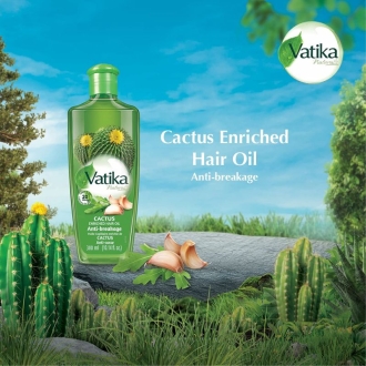 Vatika Hair Oil Natural Moisturizing, Strengthening & Hair Oil Serum for Healthy Scalp, Nourishing Hair Oil for Soft, Manageable, Smooth & Silky Hair From Root to Tip (Cactus) 300ml (Pack of 6)