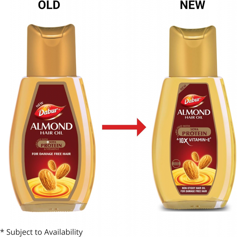 Dabur Almond Hair Oil Damage Protection, Non Sticky Formula With Almonds, Soya Protein &Amp; Vitamin E, For Soft &Amp; Shiny Hair, 300Ml 3 Dabur Almond Hair Oil Damage Protection, Non Sticky Formula With Almonds, Soya Protein &Amp; Vitamin E, For Soft &Amp; Shiny Hair, 300Ml - Set Of 3 Pcs