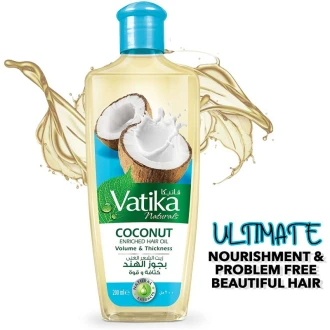 Dabur Vatika Naturals Enriched Hair Oil - Natural Moisturizing, Strengthening and Hair Oil for Healthy Scalp, Nourishing Hair Oil for Soft, Manageable, Smooth and Silky Hair From Root to Tip (Coconut) 200ml Pack of 6