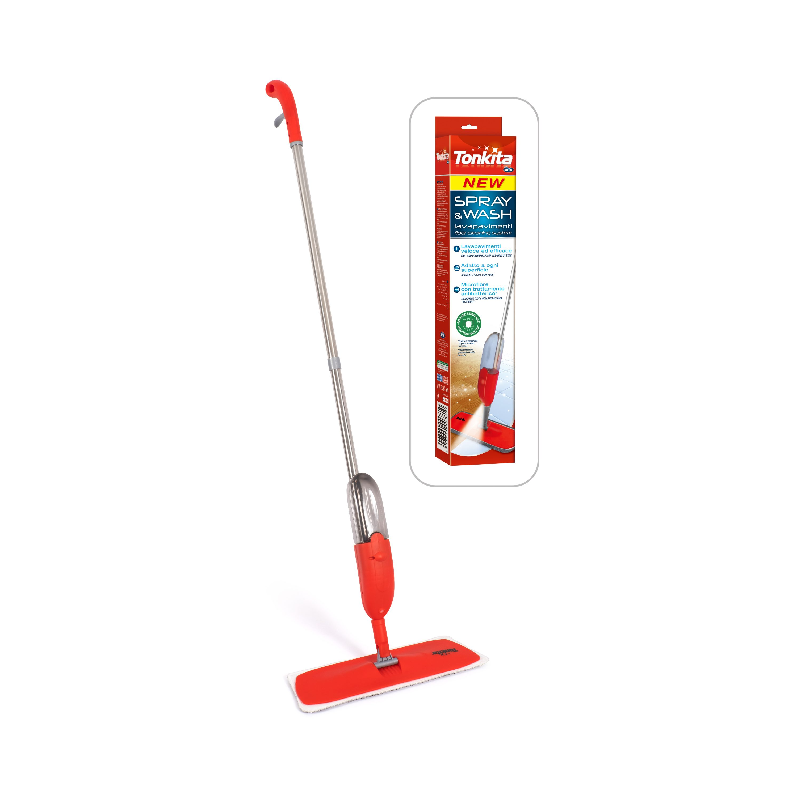 Tonkita Spray And Wash Mop, Microfiber Cloth With Antibacterial Treatment, Suitable For All Type Of Floors Tk781A Pack Of 2
