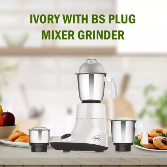 Pigeon Blender 1.5l Big Jar 1.0l Medium Jar 0.4l Chutney Jar Mixer Grinder Ivory 3 Steel Jars 550w Sap 12396 - Stainless Steel Blades For Tough Grinding Heavy Duty Motor Unbreakable Polycarbonate Lid For Convenient Grinding