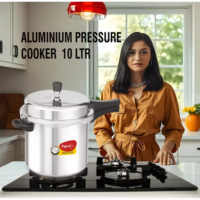 Pigeon Pressure Cooker 5L Deluxe Outer Lid Aluminium Sap 103 - Ergonomic Sturdy Handle Thermal Efficiency Special Alloy Safety Plug 13 Pigeon Pressure Cooker 5L Deluxe Outer Lid Aluminium Sap 103 - Ergonomic Sturdy Handle Thermal Efficiency Special Alloy Safety Plug