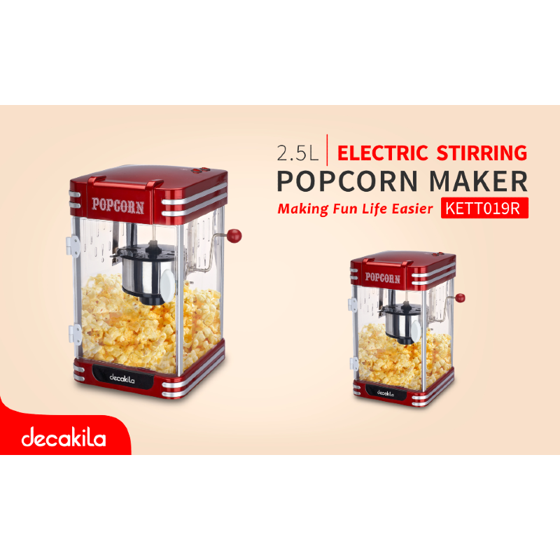 Decakila Popcorn Maker Mini 2.5L Electric Stirring With Nonstick Surface 310W Kett019R Detachable Plate With Rolling Stirrer 2.5 Oz Kettle Capacity 30X29X44Cm Size 2 Decakila Popcorn Maker Mini 2.5L Electric Stirring With Nonstick Surface 310W Kett019R Detachable Plate With Rolling Stirrer 2.5 Oz Kettle Capacity 30X29X44Cm Size