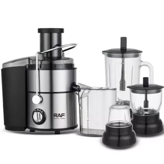 RAF Food Processor 4in1 400W 1.5L Multifunctional Plastic Jar Juicer, Blender, Chopper, Grinder with Full Copper Motor, Low Noise, Smooth Operation R.2806