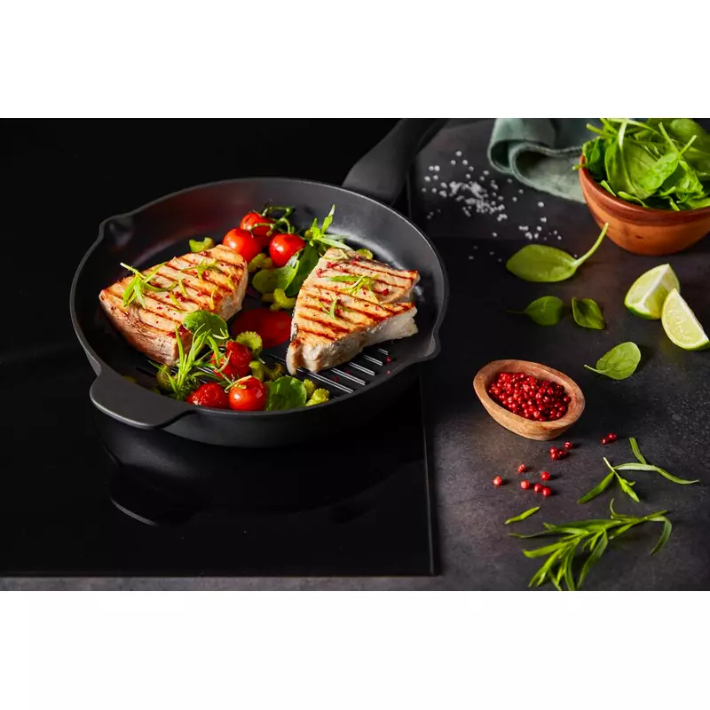 Tefal Unlimited Frypan Grill 26Cm Nonstick Induction E2294074 Aluminium Material Heat Indicator Thermo Signal Titanium Coating Made In France