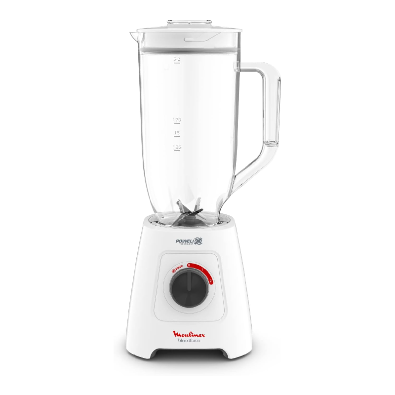 Moulinex Blender 2.8L Plastic Blender Jar With 2 Mills 600W, Grinder And Chopper, Blendforce Xxl Jar Blender, 6 Powelix Blades, Leak Free Smart Lock 3-Point System, 2 Speeds, Pulse Function Lm458127