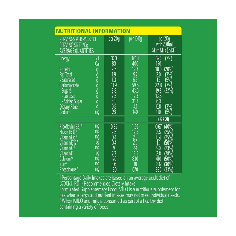 Nestle Milo Chocolate Milk Powder Active-Go, Low Gi, Source Of Protein, 8 Vitamins &Amp; Minerals, 200G Tin 4 Nestle Milo Chocolate Milk Powder Active-Go, Low Gi, Source Of Protein, 8 Vitamins &Amp; Minerals, 200G Tin - Set Of 3 Pcs