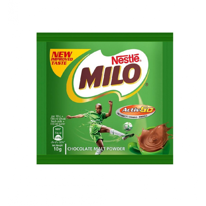 Nestle Milo Chocolate Milk Powder Active-Go, Low Gi, Source Of Protein, 8 Vitamins &Amp; Minerals, 10G Sachet (Pack Of 12)