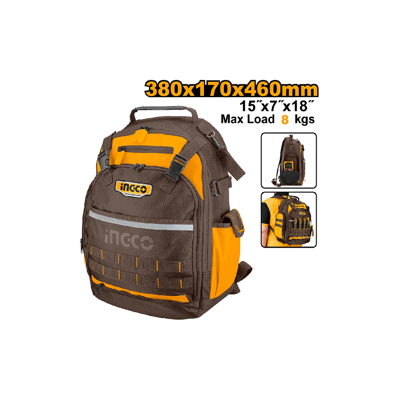 Ingco Tools Bagpack, Polyester Oxford Material 38 X 17 X 46Cm Hbp01028 2 Ingco Tools Bagpack, Polyester Oxford Material 38 X 17 X 46Cm Hbp01028