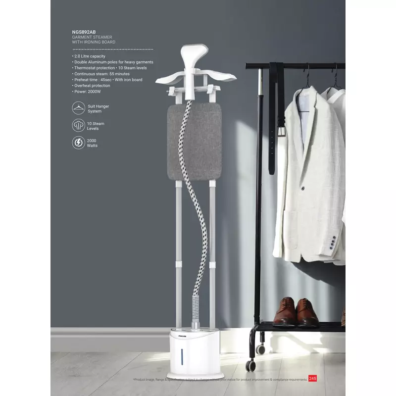 Nikai Garment Steamer 2L Tank Suit Hanger 2000W Ngs892Ab Overheat Protection 10 Steam Levels Double Aluminum Poles 11 Nikai Garment Steamer 2L Tank Suit Hanger 2000W Ngs892Ab Overheat Protection 10 Steam Levels Double Aluminum Poles