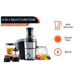 Nikai Juicer Extractor 2l 4 in 1 Juicer Blender Mixer Grinder 800W NFP881G 2 Speed With Pulse Function With Glass Jars Stainless Steel Housing Filter And Blade
