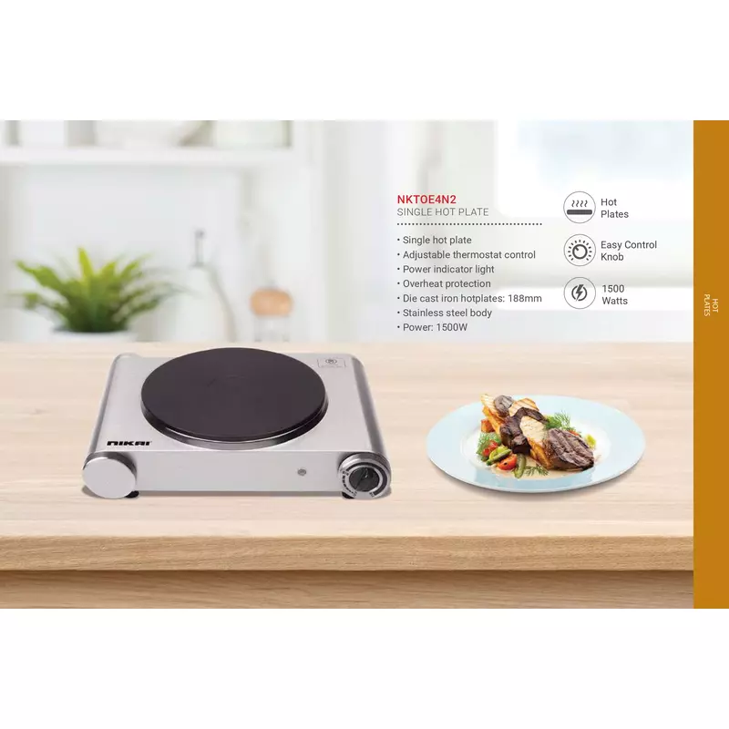 Nikai Hot Plate 188Mm Single Steel Body 1500W Nktoe4N2 Overheat Protection System Power Indicator Light Adjustable Thermostat Control 11 Nikai Hot Plate 188Mm Single Steel Body 1500W Nktoe4N2 Overheat Protection System Power Indicator Light Adjustable Thermostat Control
