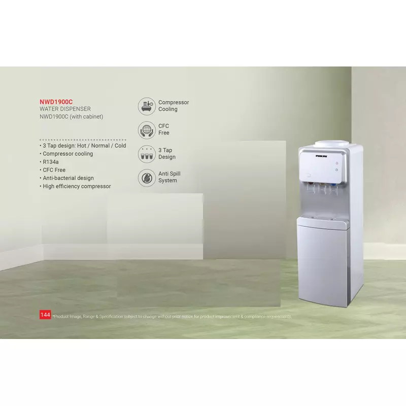 Nikai Water Dispenser 3 Taps Top Load With Cabinet Nwd1900C 3 Taps Hot Normal And Cold Compressor Cooling Anti Bacterial Design 5 Nikai Water Dispenser 3 Taps Top Load With Cabinet Nwd1900C 3 Taps Hot Normal And Cold Compressor Cooling Anti Bacterial Design