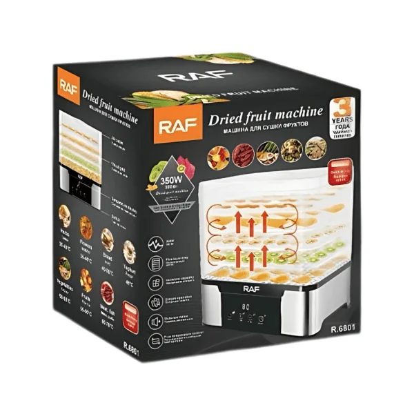 Raf Fruit Dehydrator 5 Trays 350W, Adjustable Temperature, Simple Operation R.6801 2 Raf Fruit Dehydrator 5 Trays 350W, Adjustable Temperature, Simple Operation R.6801