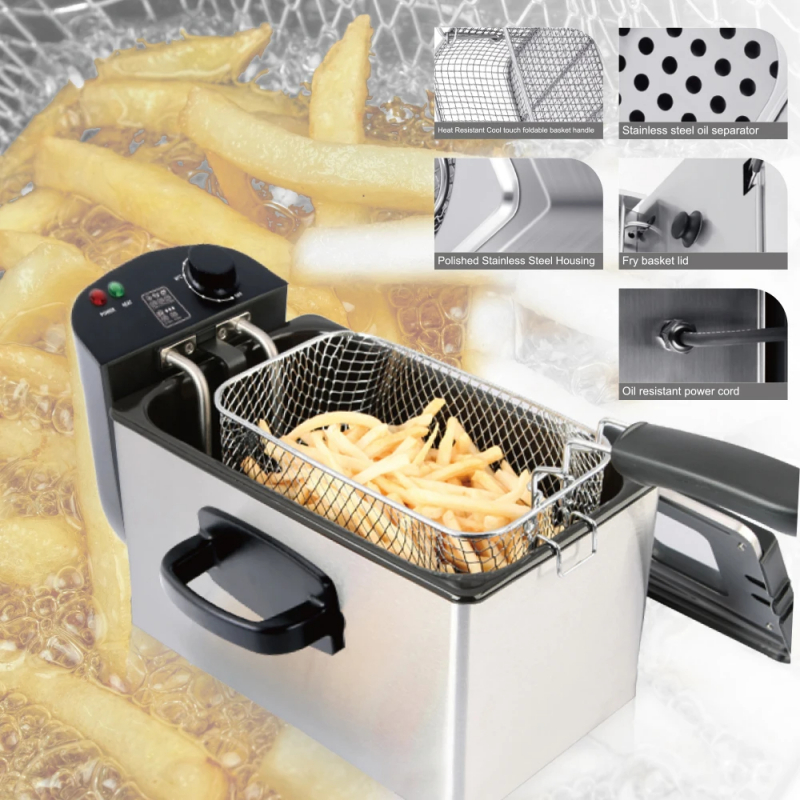 Raf Deep Fryer 2000W 3.5L Single Basket, 4 Ring Fever, Anti Scalding Design, Sectional Temperature Control, Stainless Steel R.5299 14 Raf Deep Fryer 2000W 3.5L Single Basket, 4 Ring Fever, Anti Scalding Design, Sectional Temperature Control, Stainless Steel R.5299