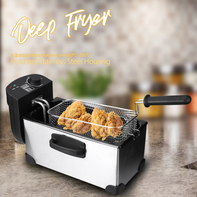 Raf Deep Fryer 2000W 3.5L Single Basket, 4 Ring Fever, Anti Scalding Design, Sectional Temperature Control, Stainless Steel R.5299 12 Raf Deep Fryer 2000W 3.5L Single Basket, 4 Ring Fever, Anti Scalding Design, Sectional Temperature Control, Stainless Steel R.5299