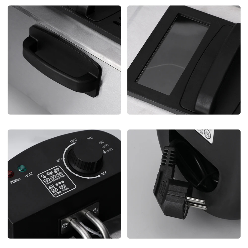 Raf Deep Fryer 2000W 3.5L Single Basket, 4 Ring Fever, Anti Scalding Design, Sectional Temperature Control, Stainless Steel R.5299 3 Raf Deep Fryer 2000W 3.5L Single Basket, 4 Ring Fever, Anti Scalding Design, Sectional Temperature Control, Stainless Steel R.5299