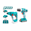 Total Drill Machine & Rotary Hammer Cordless Li-Ion 2pc Combo TCKLI2008