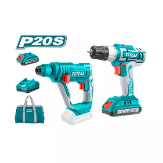 Total Drill Machine & Rotary Hammer Cordless Li-Ion 2pc Combo TCKLI2008