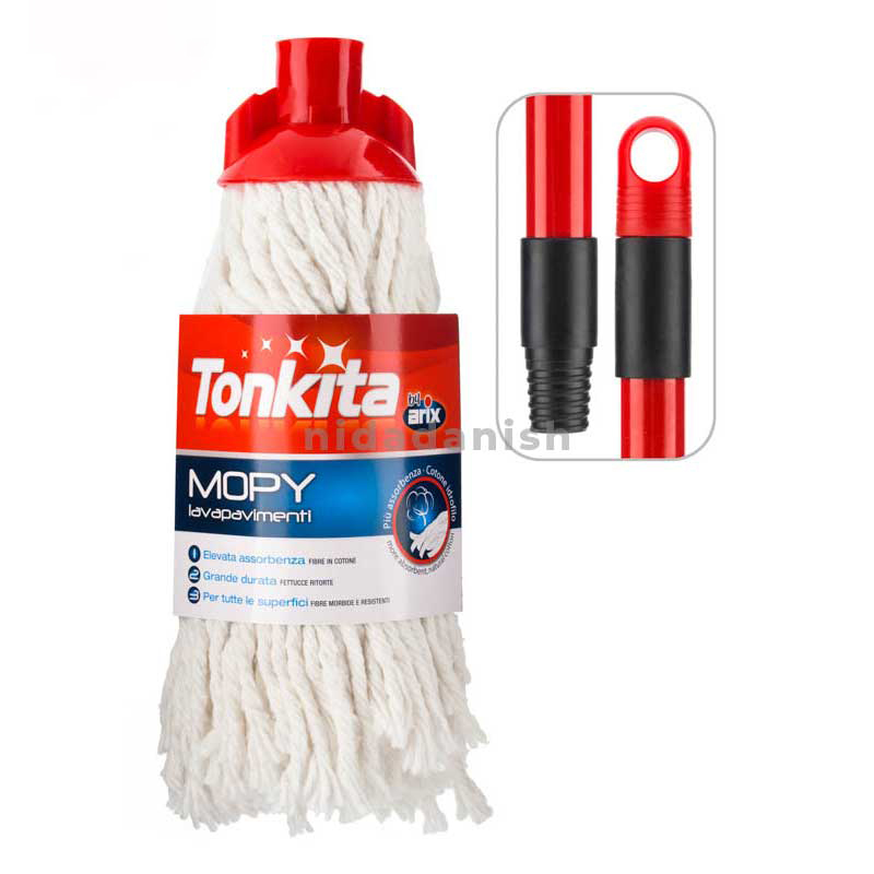Tonkita Mopy Cotton Mop 180Gms With Handle 63668 Pack Of 2 1 Tonkita Mopy Cotton Mop 180Gms With Handle 63668 Pack Of 2