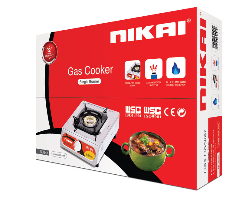 Nikai Gas Cooker 1 Burner Steel Ng843 Stainless Steel Auto Function Blue Flame 1 Nikai Gas Cooker 1 Burner Steel Ng843 Stainless Steel Auto Function Blue Flame