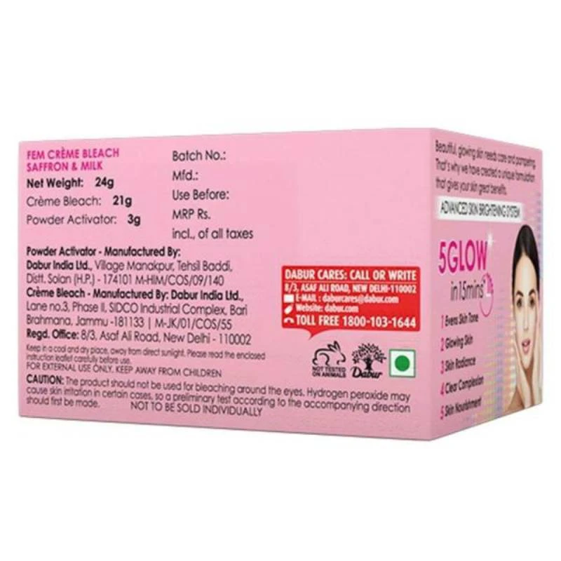 Fem Crème Bleach Saffron &Amp; Milk 24G Fcmsm24G 4 Fem Crème Bleach Saffron &Amp; Milk 24G Fcmsm24G - Set Of 3 Pcs