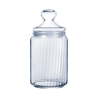 Luminarc Striped Glass Jar 1L with Lid, Transparent V9605