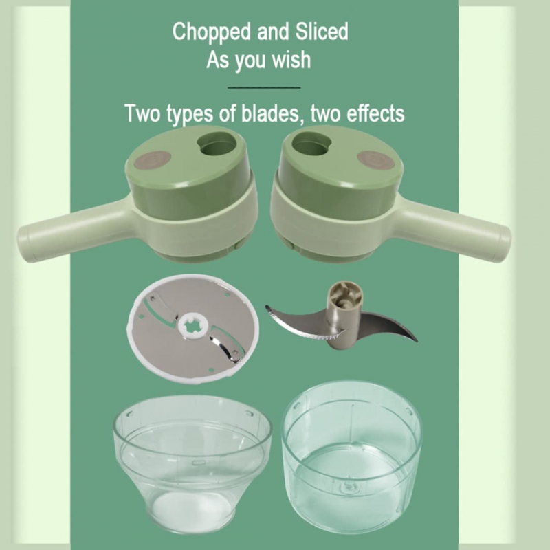 Handheld Mini Electric Food Chopper 4In1 Vegetable Cutter, Chopper, Food Slicer 8 Handheld Mini Electric Food Chopper 4In1 Vegetable Cutter, Chopper, Food Slicer