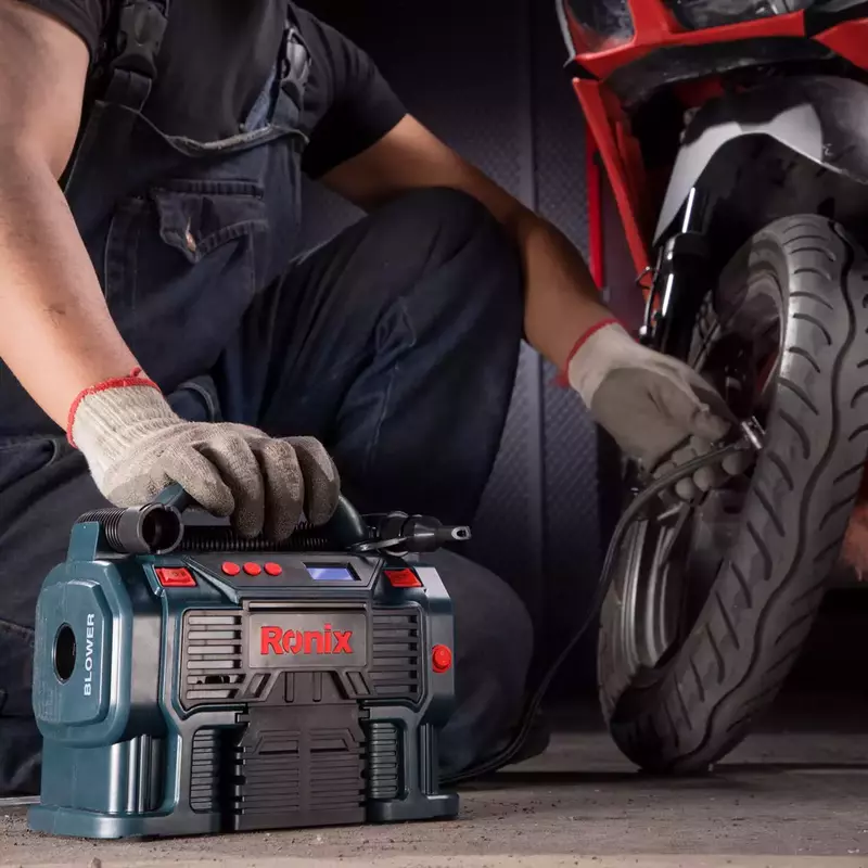 Ronix Mini Digital Compressor 160 Psi/11Bar (Ac/Dc) 220-240V/12V Portable Tire Inflator Pump With Led Light, Digital Pressure Gauge, Auto Shut-Off, Air Hose, Adapters For Cars, Bikes, Sports Balls, Air Beds, Compact Lightweight For Travel, Outdoor Rh-4261 5 Ronix Mini Digital Compressor 160 Psi/11Bar (Ac/Dc) 220-240V/12V Portable Tire Inflator Pump With Led Light, Digital Pressure Gauge, Auto Shut-Off, Air Hose, Adapters For Cars, Bikes, Sports Balls, Air Beds, Compact Lightweight For Travel, Outdoor Rh-4261