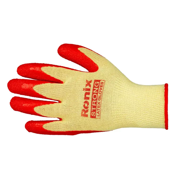 Ronix Latex-Coated Work Gloves Rh-9000 1 Ronix Latex-Coated Work Gloves Resistant Work Gloves Manufactured From Five-Yarn Fibers Resistant Latex Layer Work Gloves Industrial Applications Washable And Resistant To Abrasion, Shear, Tear, And Puncture High-Quality Raw Materials Rh-9000