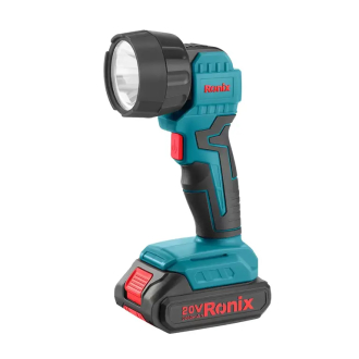 Ronix Torch Light LED Cordless , 250lumen of Brightness, Adjustable Head, Strong Body with Soft Grip Rubberized Handle, 20V 2AH 8630C