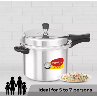 Pigeon Pressure Cooker 7.5l Deluxe Outer Lid Aluminium Sap 104 - Ergonomic Sturdy Handle Thermal Efficiency Special Alloy Safety Plug