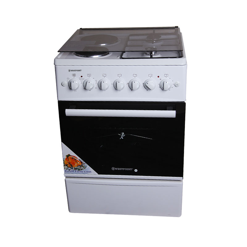 Westpoint Cooker 60X60Cm, 2 Gas Burners, 2 Electric Plates With Electric Oven Inox Wcer6622E0X 2 Westpoint Cooker 60X60Cm, 2 Gas Burners, 2 Electric Plates With Electric Oven Inox Wcer6622E0X