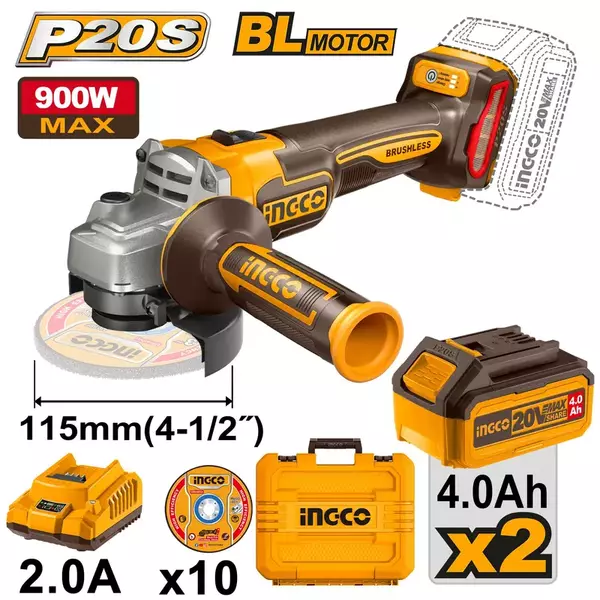 Ingco Lithium-Ion Cordless Angle Grinder Cagli211542 1 Ingco Lithium-Ion Cordless Angle Grinder Cagli211542