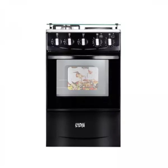 Winning Star Freestanding Cooker 2 Gas Burners, 2 Electric Burners with 52L Oven Black