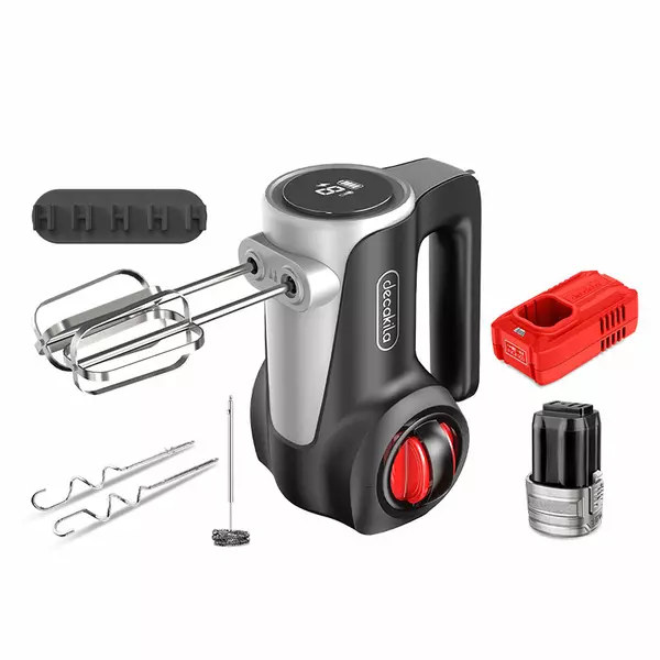 Decakila Hand Mixer Cordless 7 Speed With Eject Function 125W Kemx023B 2 Whisks And 2 Beater Hooks Led Display With Self Stand Design For Storage Convenience 1 Decakila Hand Mixer Cordless 7 Speed With Eject Function 125W Kemx023B 2 Whisks And 2 Beater Hooks Led Display With Self Stand Design For Storage Convenience